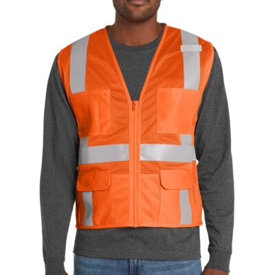 Ansi 107 Class 2 Mesh Six Pocket Zippered Vest Thumbnail