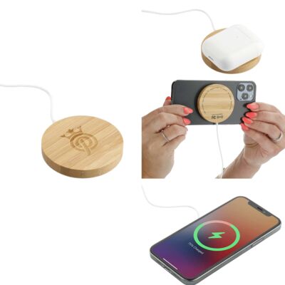 FSC® 100% Bamboo MagClick™ Fast Wireless Charging Pad Thumbnail